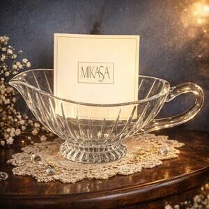 MIKASA Park Lane Sauce Boat Cut Crystal 16oz Made in Germany Perfect w Box